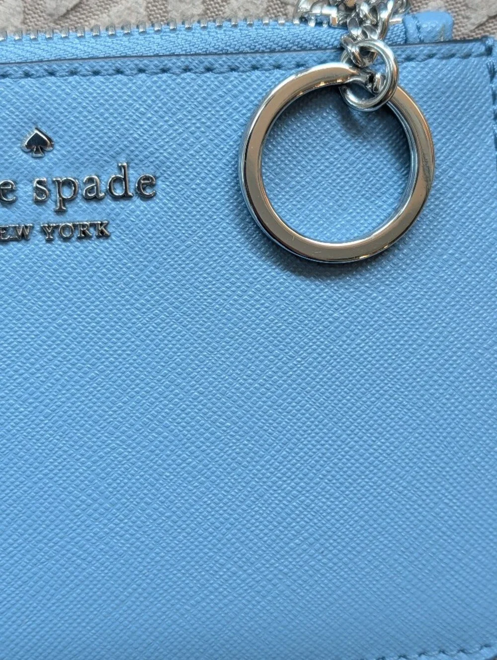 Kate Spade Pink Leather Zip Card Case Keyring Wallet NWOT